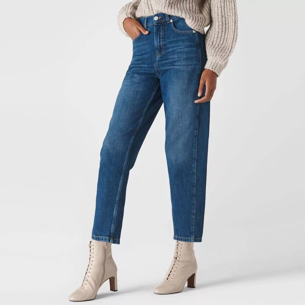 Whistles High Waist Barrel Leg Denim Jeans